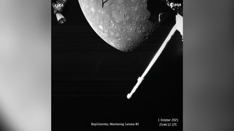 ESA called this a "splendid view of part of Mercury's northern hemisphere," taken at a distance of about 2,420 kilometers (about 1,500 miles) about 10 minutes after the close approach.