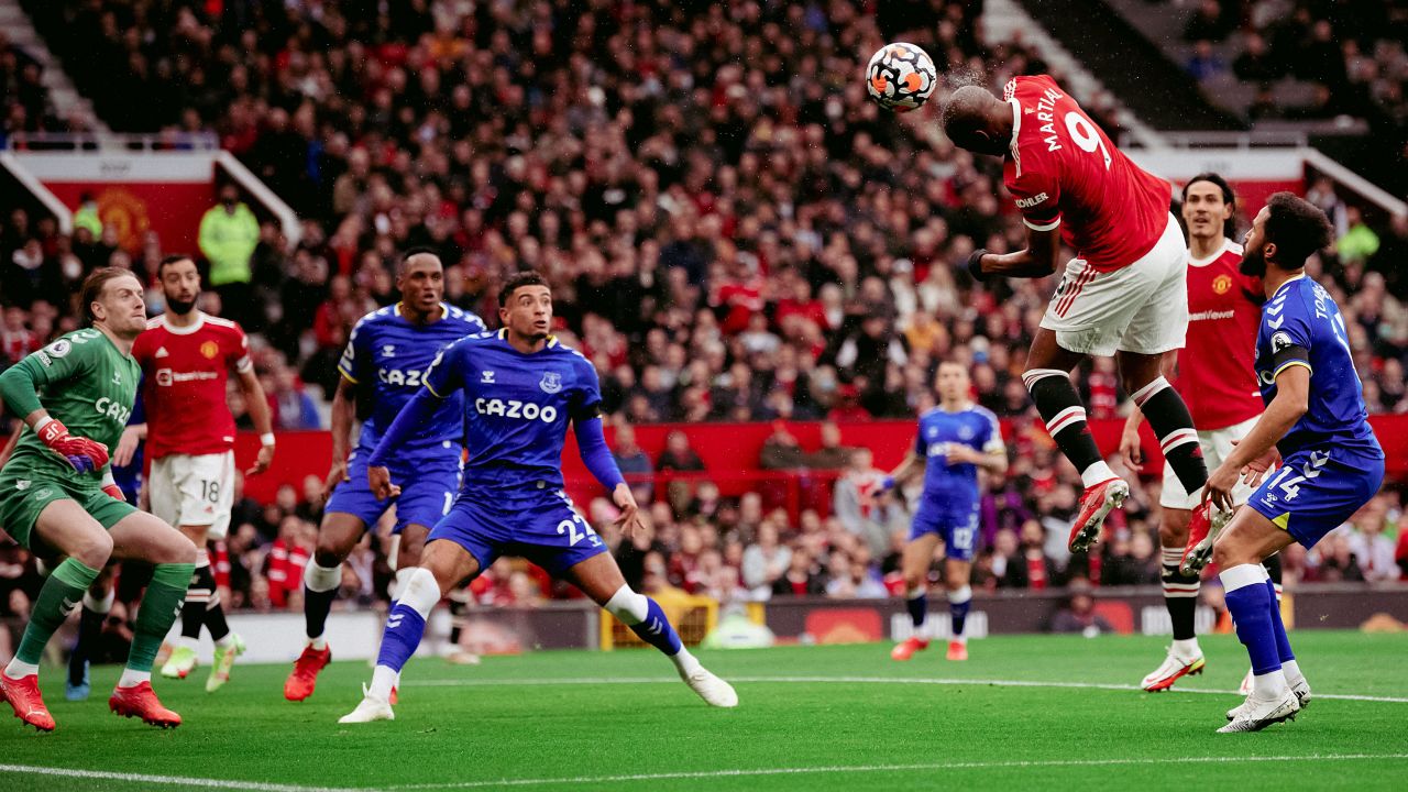 Anthony Martial gave Manchester United a first-half lead against Everton.