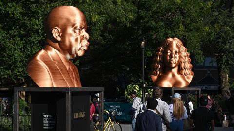 Sculptures of Lewis and Breonna Taylor