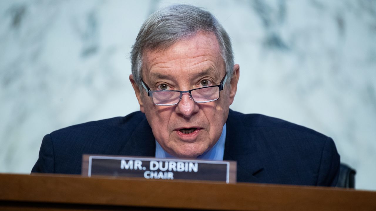 Chairman Richard Durbin, (D-IL), attends a Senate Judiciary Committee hearing on September 29, 2021 in Washington, DC. 