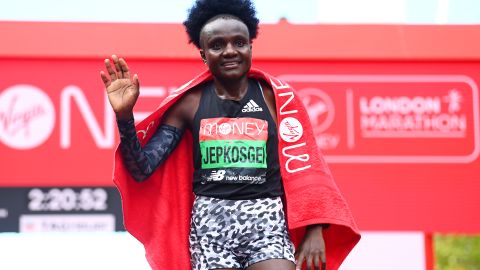 Joyciline Jepkosgei won the women's elite face during the 2021 London Marathon on October 03.
