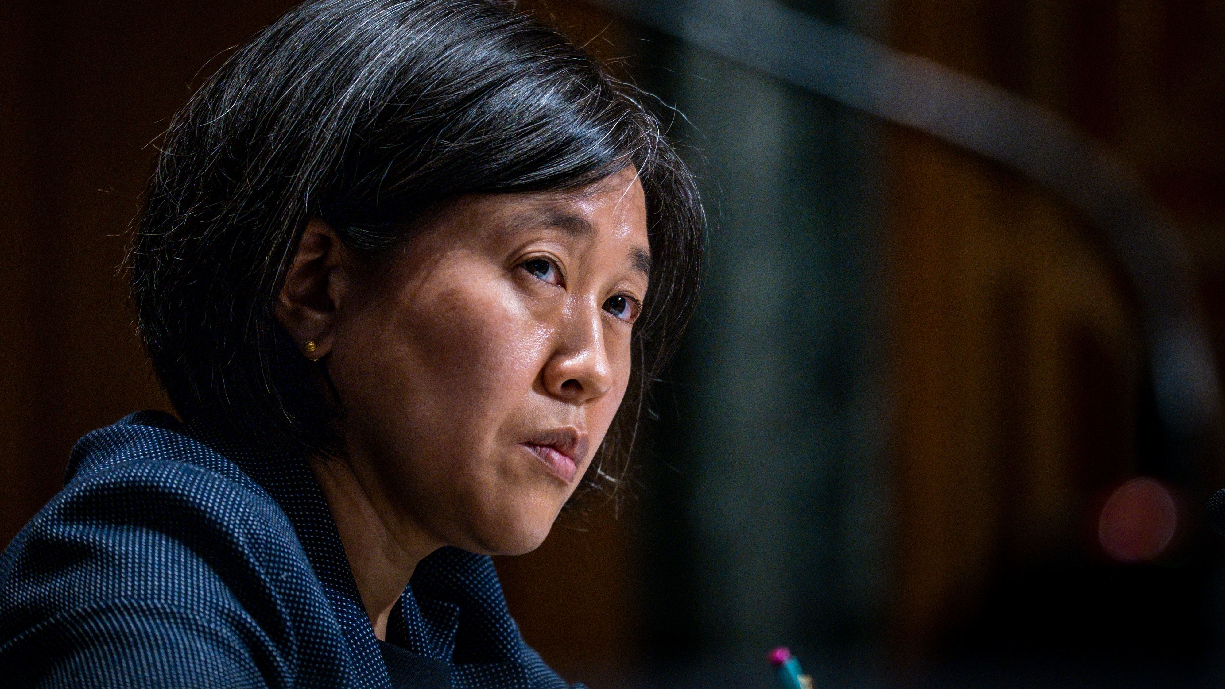 Katherine C. Tai, United States Trade Representative, testifies during a Senate Finance Committee hearing on May 12, 2021 in Washington, DC.