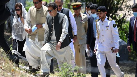 Pakistan's Prime Minister Imran Khan, center.