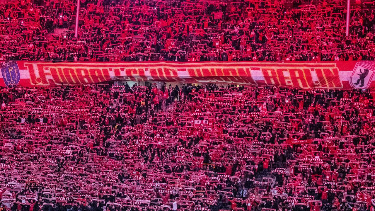 Union Berlin fans pictured at the game against Maccabi Haifa on September 30.