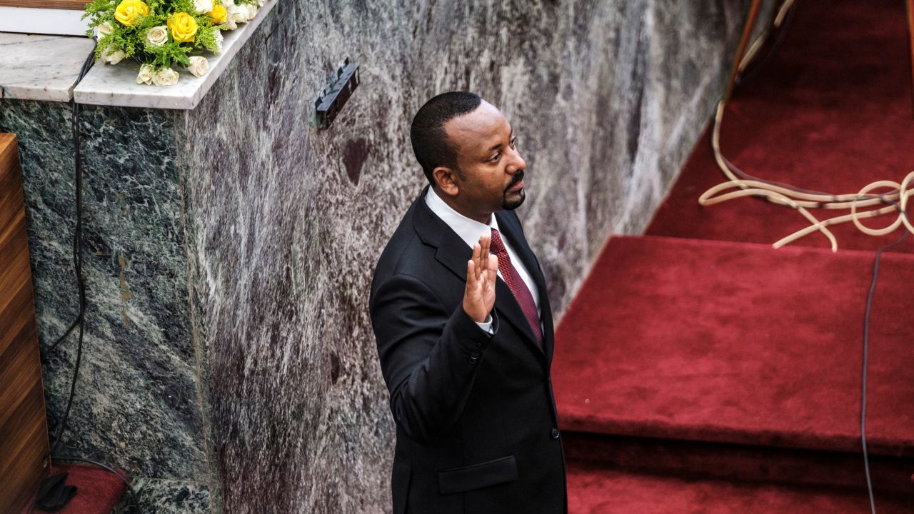 Abiy Ahmed is sworn in for a second term as Ethiopia's prime minister on Monday.
