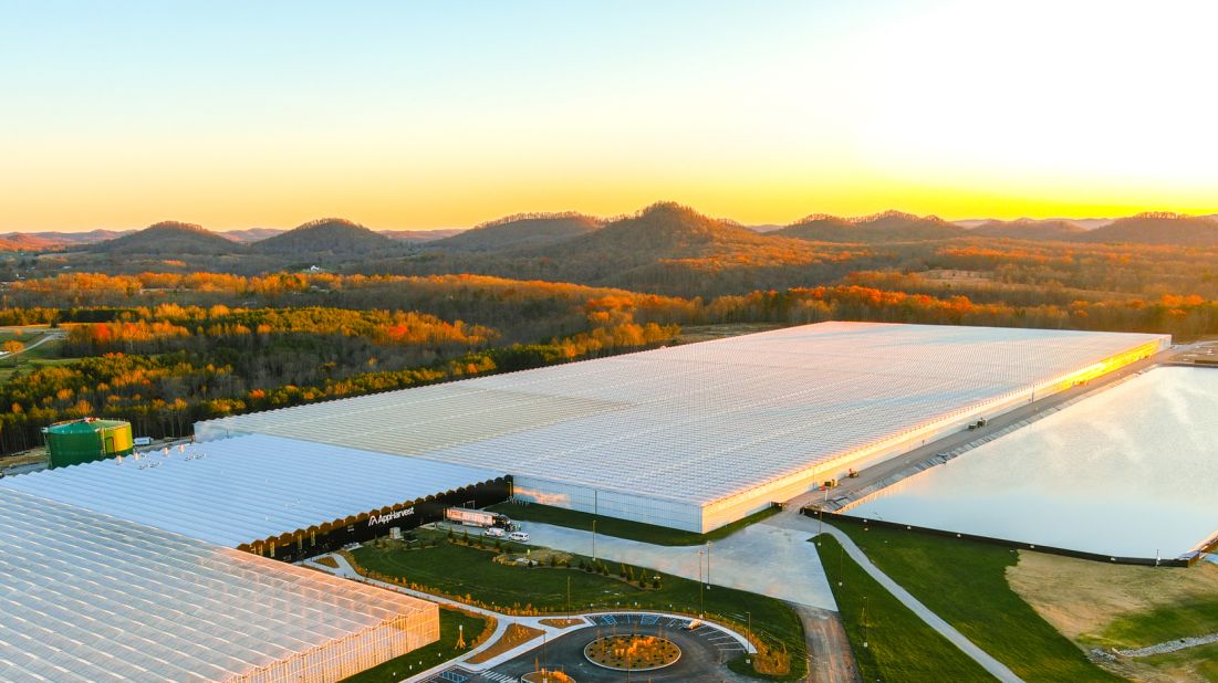 AppHarvest's greenhouse in Appalachia, Kentucky, is the biggest in the US. Using artificial intelligence (AI) and robotics, the company says it yields 30 times more per acre than open fields, while using 90% less water. <strong>Look through the gallery</strong> <strong>to find out more.</strong>