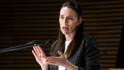 WELLINGTON, NEW ZEALAND - OCTOBER 04: Prime Minister Jacinda Ardern arriving during the the post-Cabinet press conference with director general of health Dr Ashley Bloomfield at Parliament on October 4, 2021 in Wellington. New Zealand. (Photo by Mark Mitchell - Pool/Getty Images)