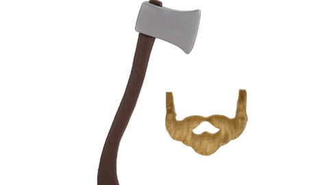 Novelty Giant 60cm Plastic Lumberjack Axe & Brown Beard Costume Set
