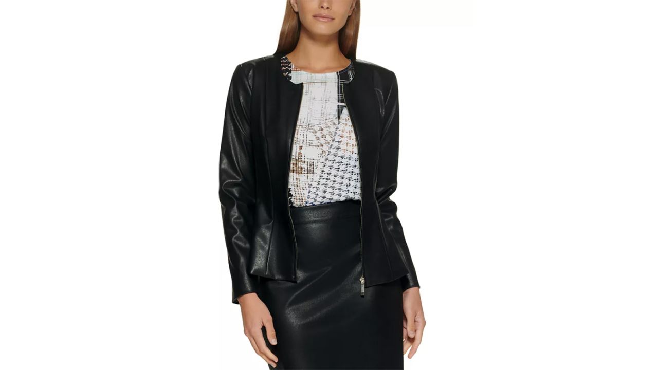DKNY Faux-Leather Blazer