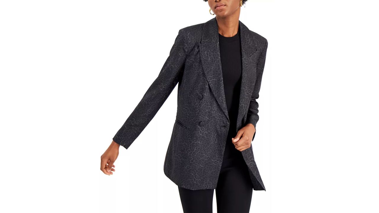 INC International Concepts Animal-Print Satin Blazer