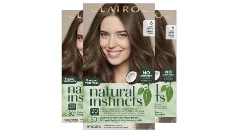 Clairol Natural Instincts Semi-Permanent Hair Dye, 6 Light Brown Hair Color, 3 Count