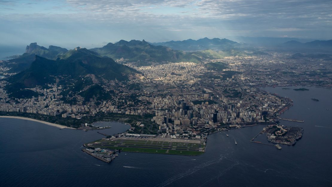 Santos Dumont airport offers sweeping views of Guanabara Bay.