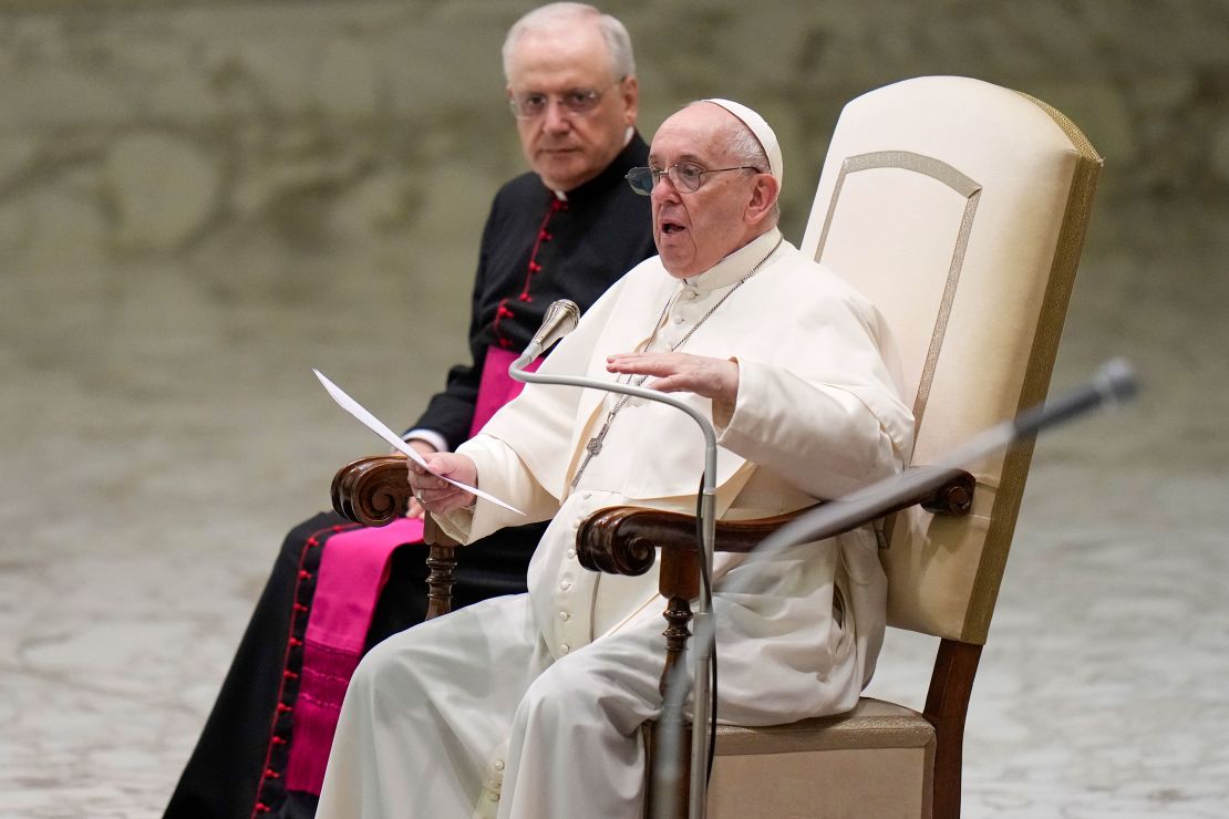 Pope Francis holds his weekly general audience at the Vatican on Wednesday.