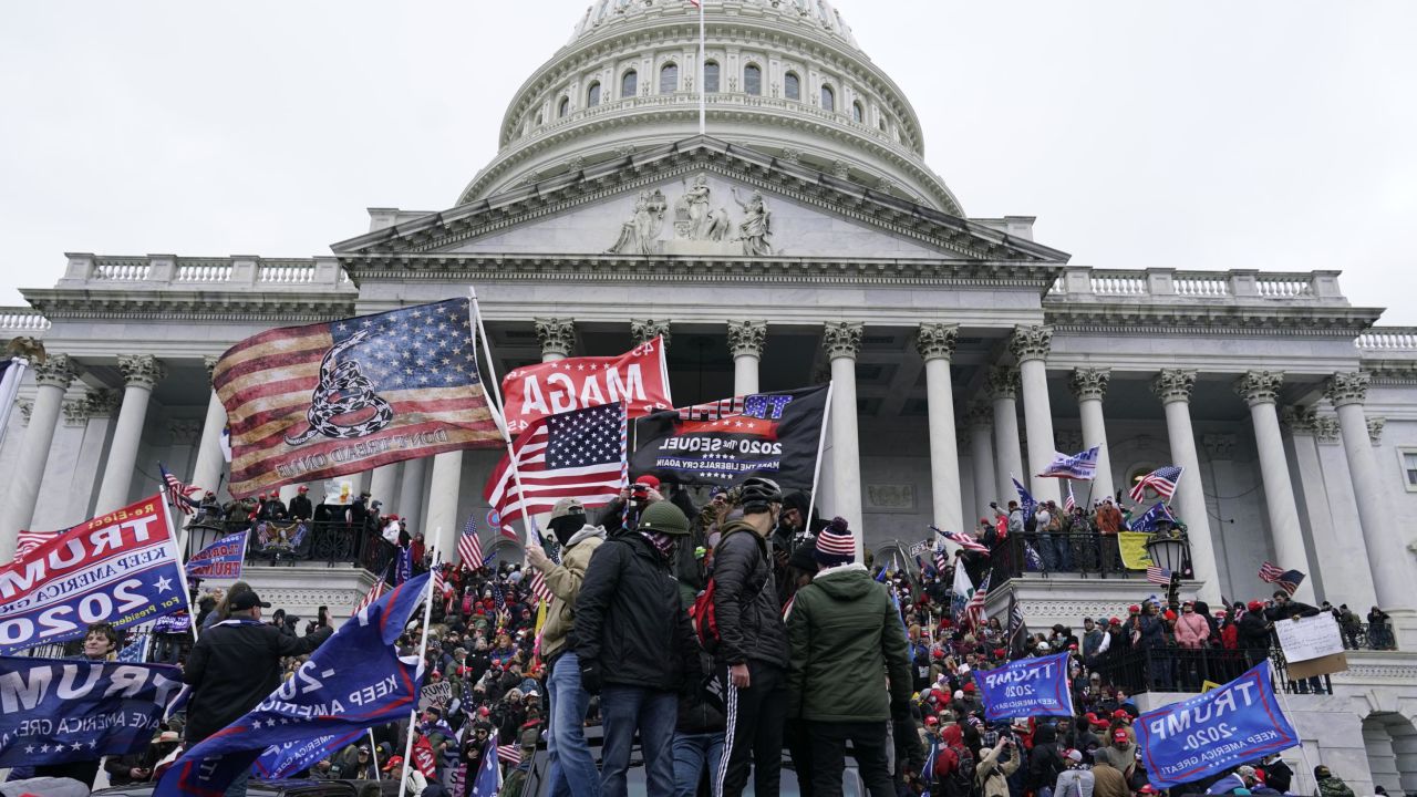 Protesters gather on the second day of pro-Trump events fueled by President Donald Trump's continued claims of election fraud in an to overturn the results before Congress finalizes them in a joint session of the 117th Congress on Jan. 6, 2021 in Washington.