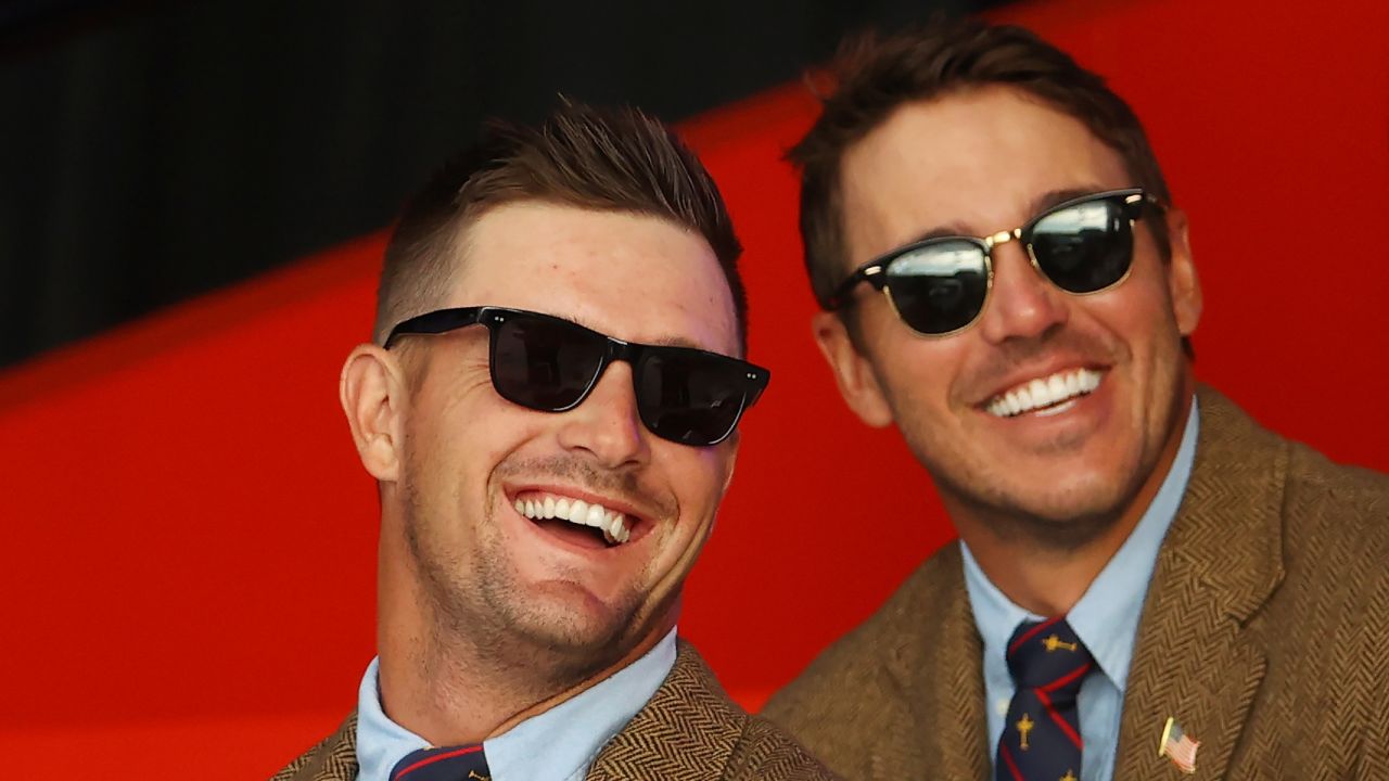 DeChambeau (left) and Koepka attend the opening ceremony ahead of last month's Ryder Cup.