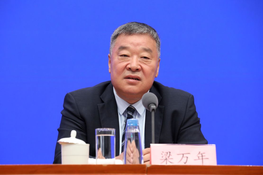 Liang Wannian, leader of the Chinese team working with the WHO at a July press conference in Beijing, China. 