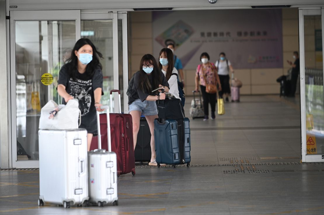 Travelers at Shenzhen Bay Immigration Control Point in Hong Kong on September 15.