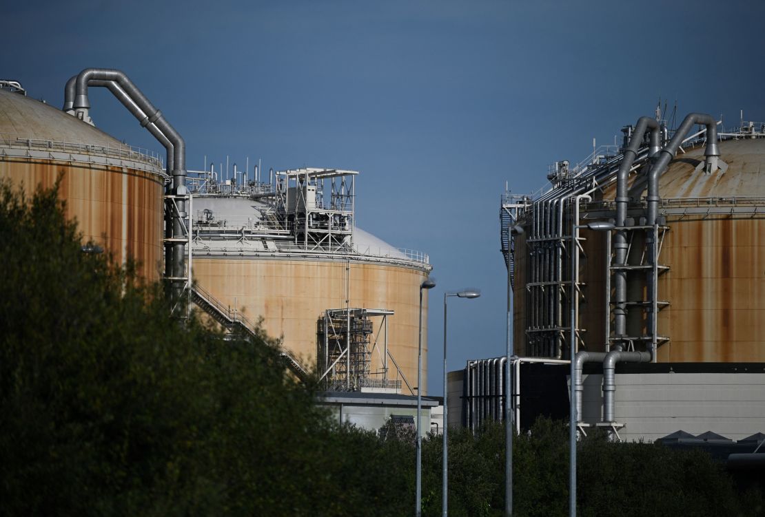 Liquefied Natural Gas (LNG) storage tanks are seen in southeast England.