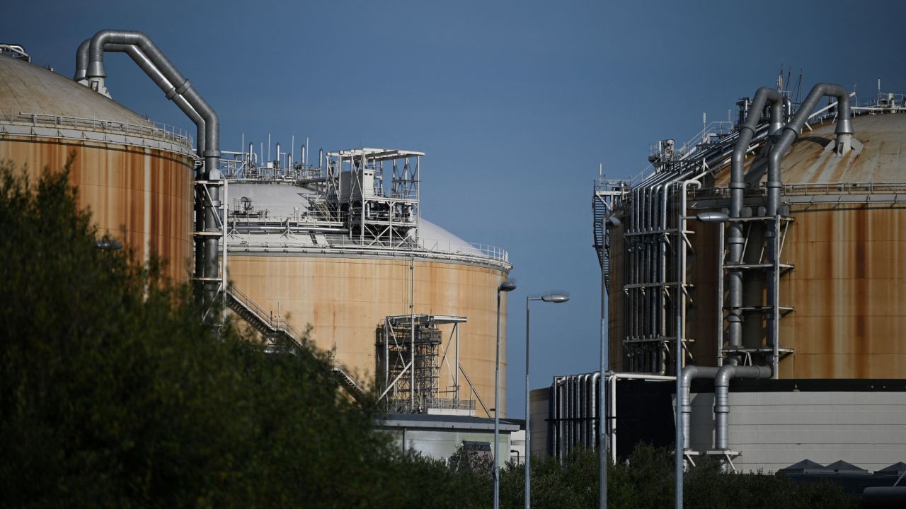 Liquefied Natural Gas (LNG) storage tanks are seen in southeast England.