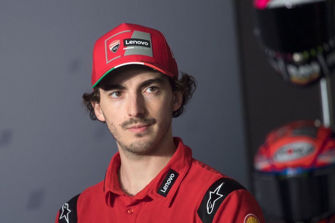 Bagnai looks on during the press conference pre-event during the MotoGP Of Italy in May.