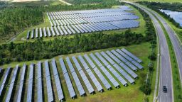 The Stanton Solar Farm outside of Orlando, Florida, on the day the Biden administration released plans to produce 40% of the country's electricity by 2035, enough to power all American homes.