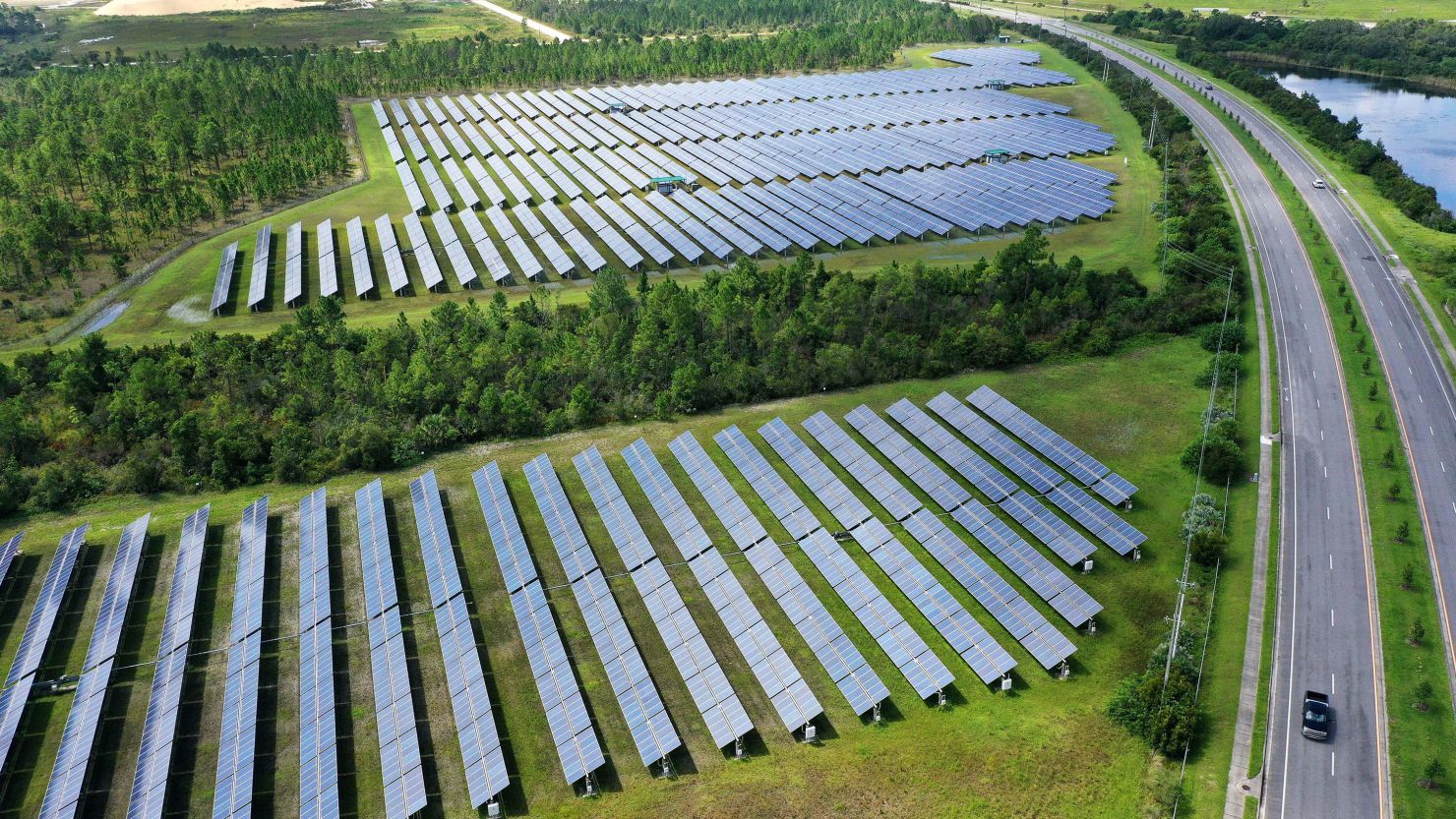 The Stanton Solar Farm outside of Orlando, Florida, produces six megawatts of electricity, or enough to power about 1,200 homes, according to Duke Energy.