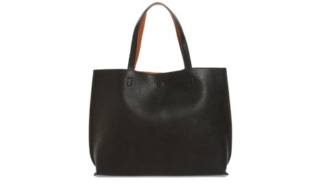 Street Level Reversible Faux Leather Tote and Bracelet