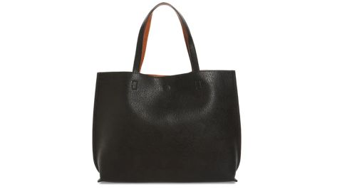 Street Level Reversible Faux Leather Tote & Wristlet