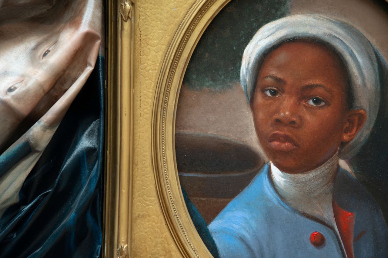 A closer view of Titus Kaphar's "Enough About You."