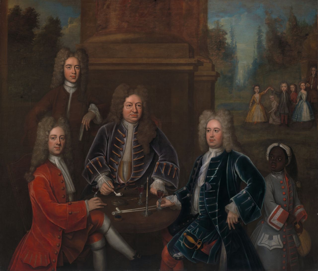 "Elihu Yale with Members of His Family and an Enslaved Child," attributed to John Verelst, ca. 1719.