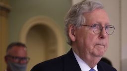 WASHINGTON, DC - OCTOBER 05:  U.S. Senate Minority Leader Sen. Mitch McConnell (R-KY) leaves after a weekly Senate Republican policy luncheon at the U.S. Capitol October 5, 2021 in Washington, DC. Senate GOPs held a weekly policy luncheon to discuss Republican agenda.  (Photo by Alex Wong/Getty Images)