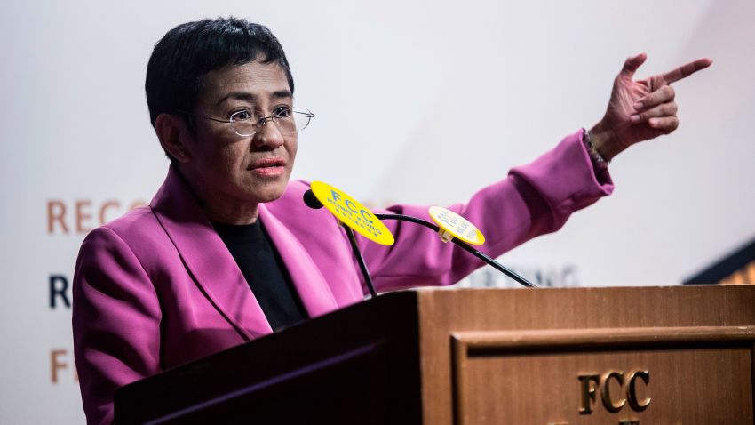 Maria Ressa, co-founder and CEO of the Philippines-based news website Rappler, speaks at the Human Rights Press Awards at the Foreign Correspondents Club of Hong Kong on May 16, 2019. - Currently free on bail after her second arrest this year, Ressa spoke on the dangers she and her colleagues face as journalists in the Philippines under President Rodrigo Duterte. (Photo by Isaac LAWRENCE / AFP)        (Photo credit should read ISAAC LAWRENCE/AFP via Getty Images)