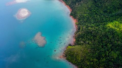 The shoreline of Kadavu Island in Fiji, where rising sea levels have led to coastal erosion.