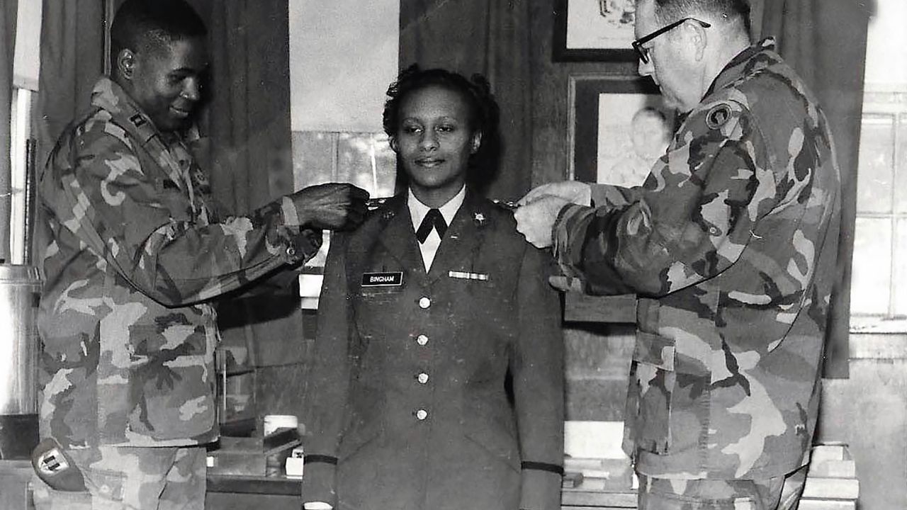 Gwen Bingham at her promotion ceremony to Captain.
