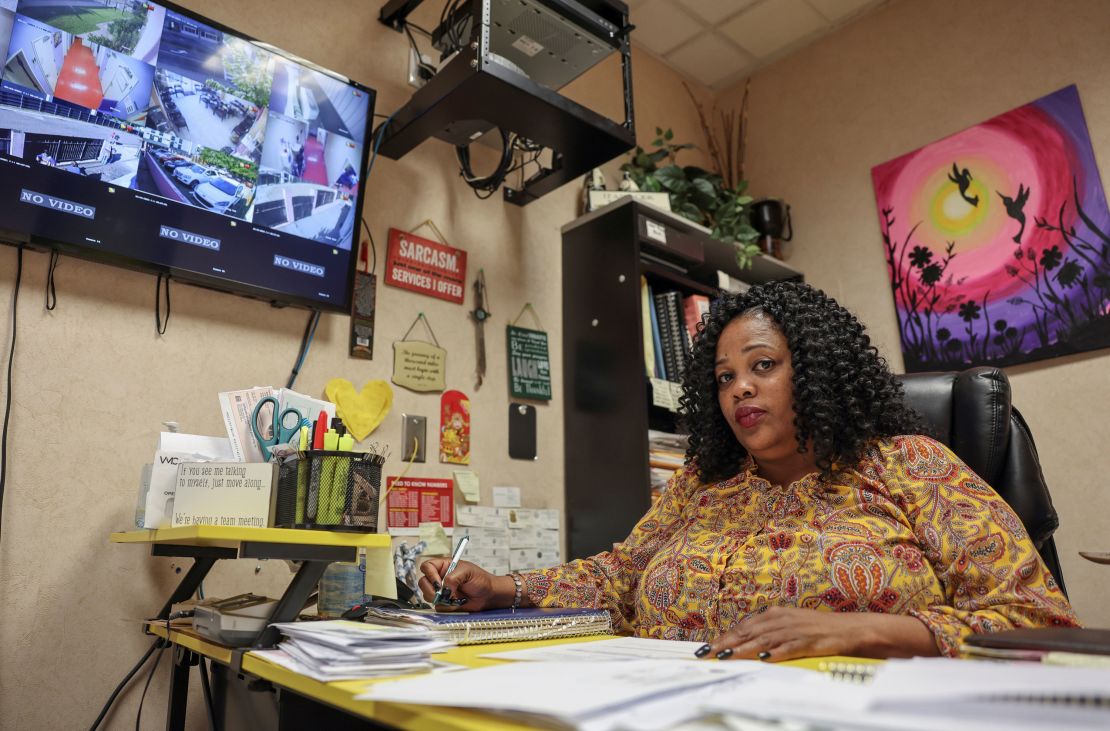 Shannon Brewer sits at work in Jackson Women's Health Organization in Jackson, Mississippi, earlier this year.