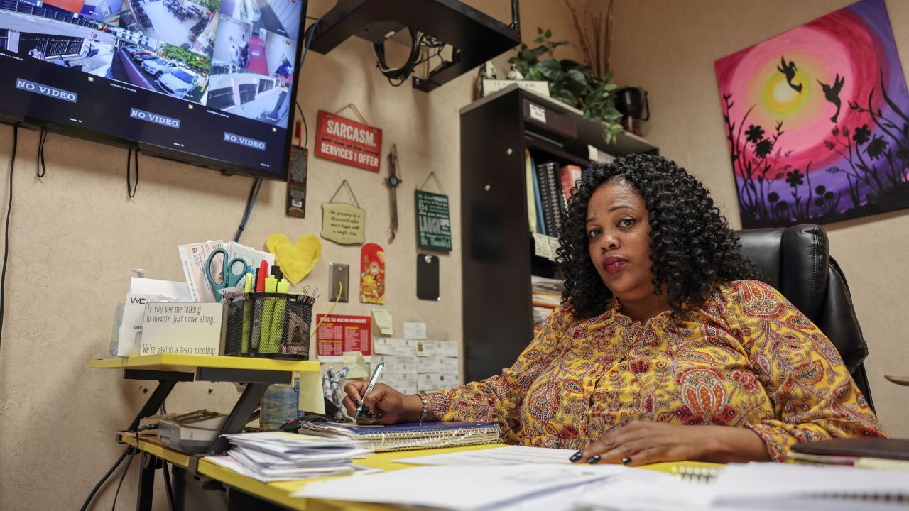 Shannon Brewer sits at work in Jackson Women's Health Organization in Jackson, Mississippi, earlier this year.