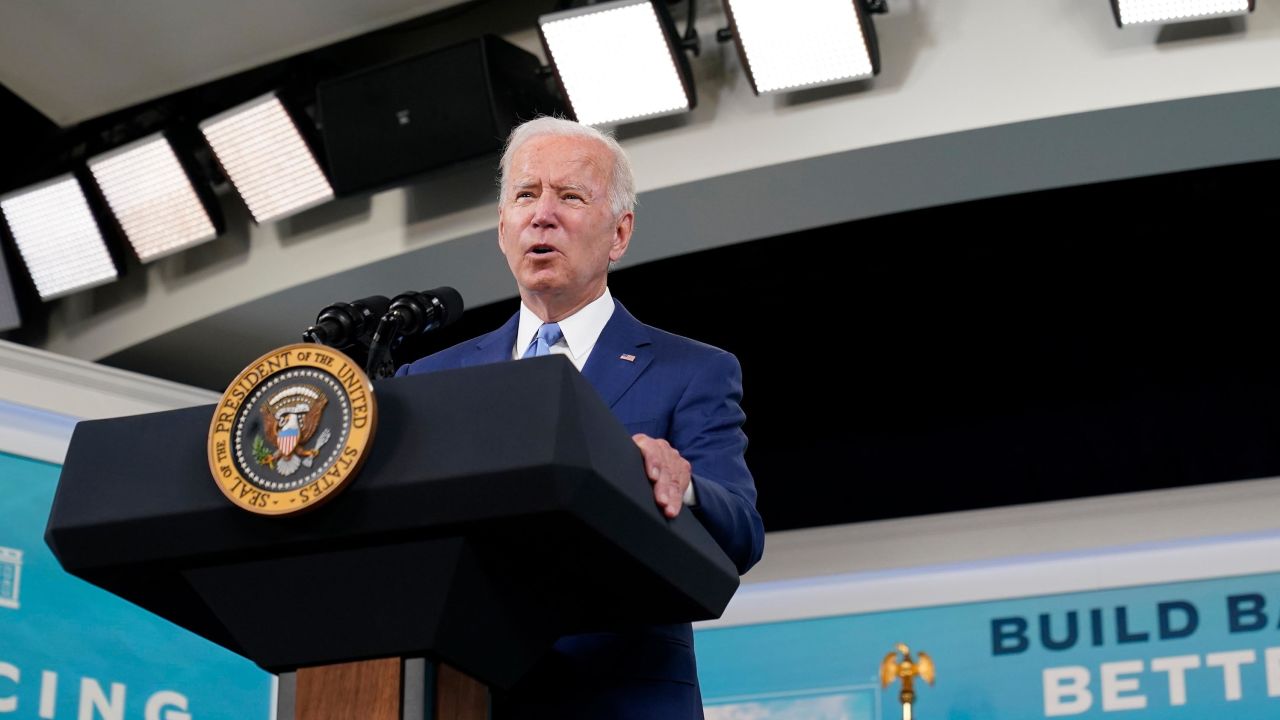 President Joe Biden speaks about the September jobs report, Friday, Oct. 8, 2021, from the South Court Auditorium on the White House campus in Washington. 
