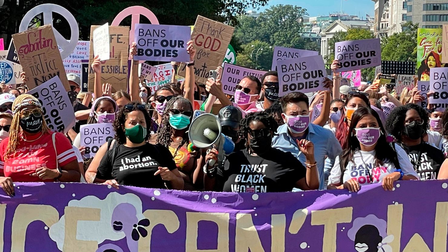 Protesters gather during the Women's March's "Rally For Abortion Justice" in Washington, DC, earlier this month.