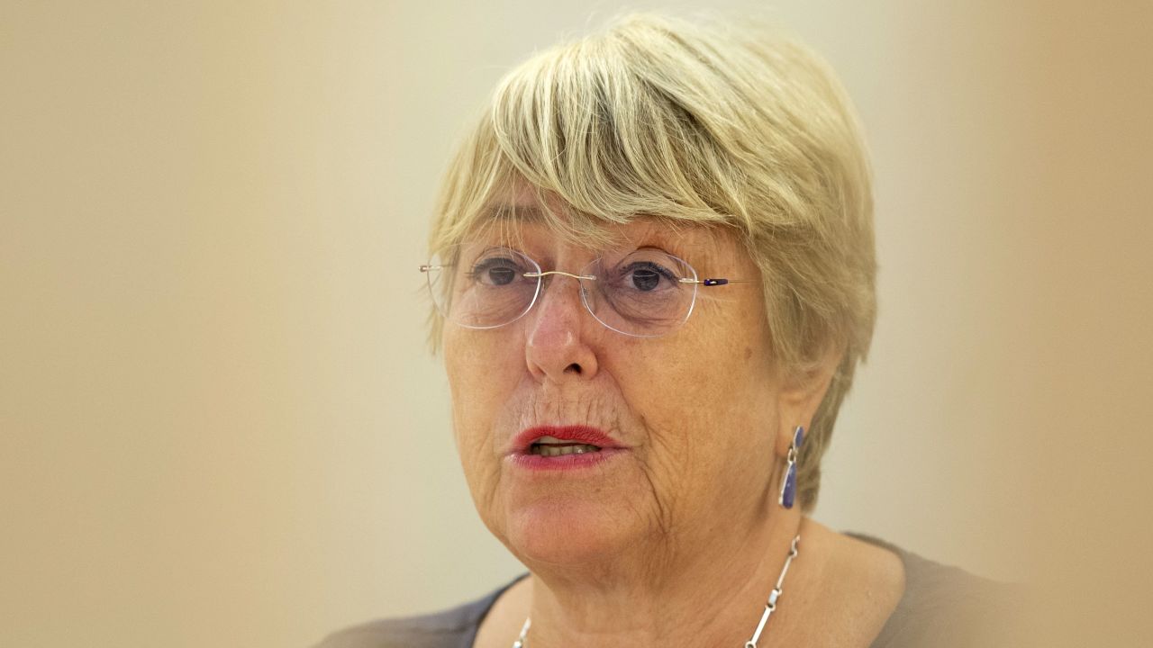 UN High Commissioner for Human Rights Michelle Bachelet addresses the Human Rights Council in September.