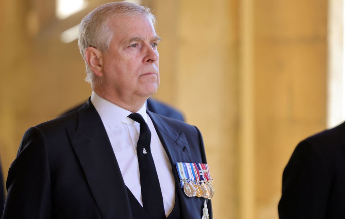 Prince Andrew, during the funeral procession of the Duke of Edinburgh in April