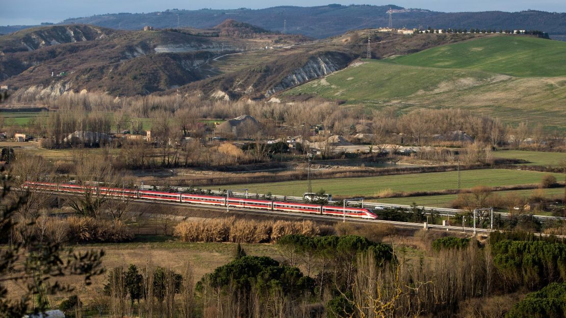 Trenitalia's Frecce trains blast through the countryside at 224mph.