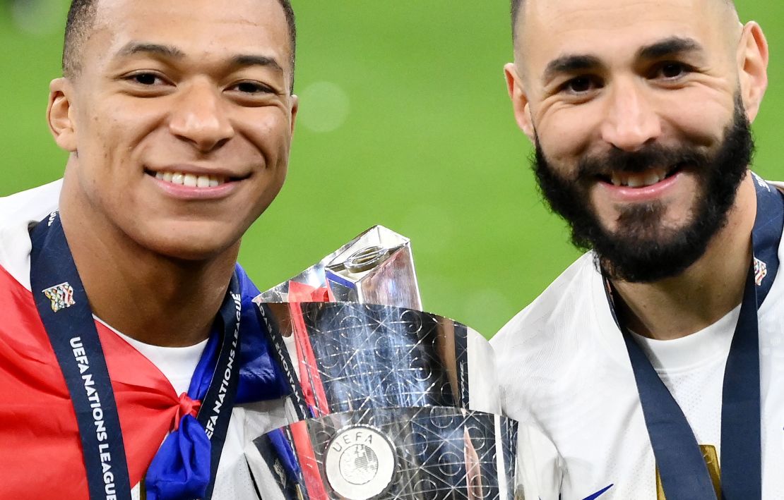 Mbappé (left) and Benzema scored for France.