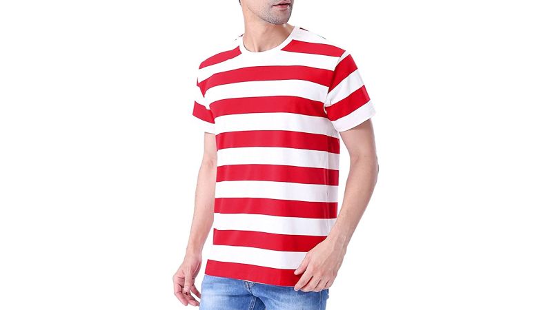 Adults Mens Childrens Book Week Red & White Blue Striped T-Shirt Fancy Dress LOT 