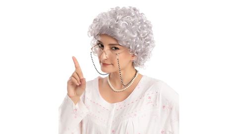 Spooktacular Creations Curly Grey Granny Wig Set