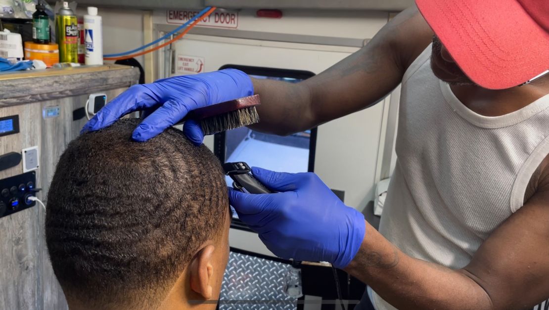 Dillard and Mervin set up a mobile barbershop in 2017.