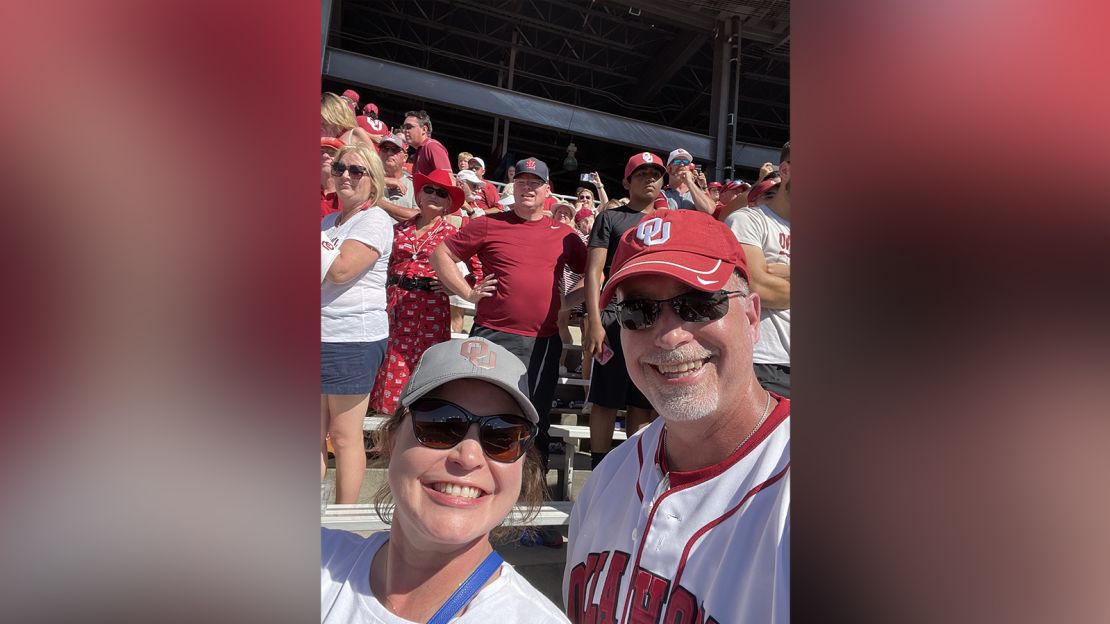 Russ Melchert and his wife at the Texas-Oklahoma football game in Dallas on October 9. 