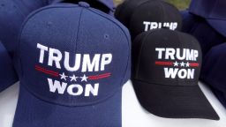DES MOINES, IOWA - OCTOBER 09: Merchandise is offered for sale before the start of a rally with former President Donald Trump at the Iowa State Fairgrounds on October 09, 2021 in Des Moines, Iowa. This is Trump's first rally in Iowa since the 2020 election.  (Photo by Scott Olson/Getty Images)