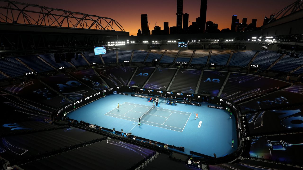 Rod Laver Arena as Rafael Nadal competes against Stefanos Tsitsipas in the Quarterfinals of the 2021 Australian Open.