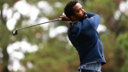 BURLINGTON, NORTH CAROLINA - OCTOBER 11: J.R. Smith of the North Carolina A&T Aggies hits his tee shot on the 9th hole during the Phoenix Invitational at Alamance Country Club on October 11, 2021 in Burlington, North Carolina. (Photo by Grant Halverson/Getty Images)