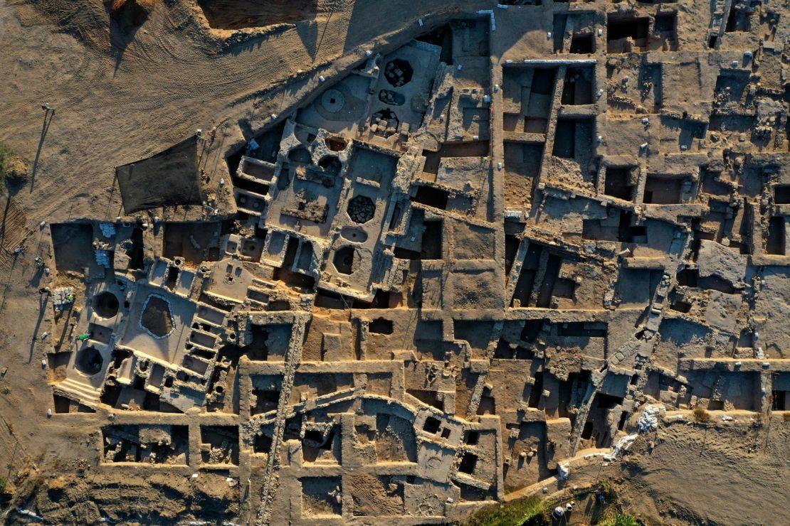 This aerial photo shows the Tel Yavne excavation site, where a massive wine production facility was discovered.